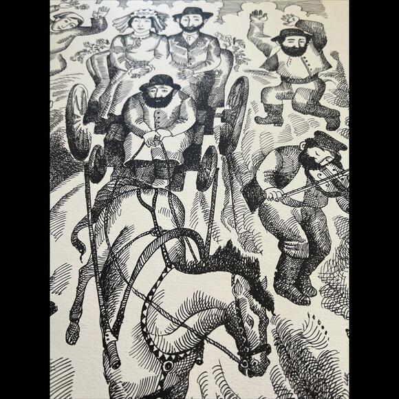 EMMANUAL SNITKOVSKY INK ON PAPER JEWISH ART NUMBERED AND SIGNED MINT COND 1970S - Picture 5 of 13